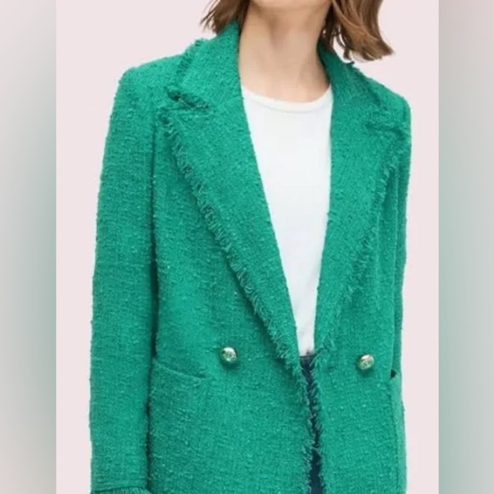 NWOT kate spade emerald green bouclé jacket